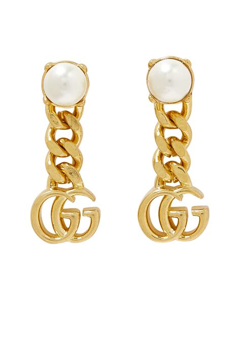 gucci earrings with pearl|gucci orecchini earrings.